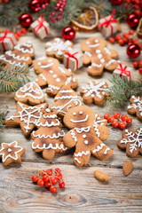 Christmas background on wooden
