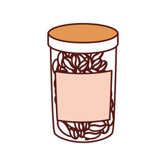 bottle with coffee beans icon over white background colorful design vector illustration