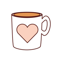 coffee mug with heart icon over white background colorful design vector illustration