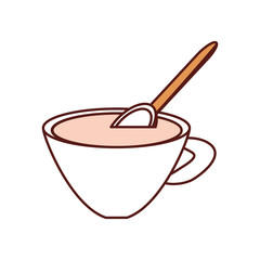 coffee mug and spoon icon over white background colorful design vector illustration