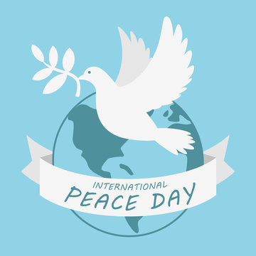 Dove Flying over the earth peace day