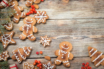 Christmas background on wooden