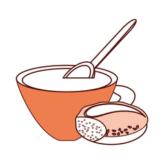 coffee cup and bread icon over white background colorful design vector illustration