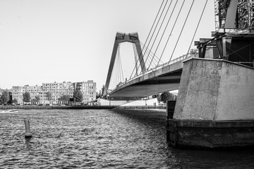 Naklejka premium Bridge Willemsbrug in Rotterdam, Netherlands