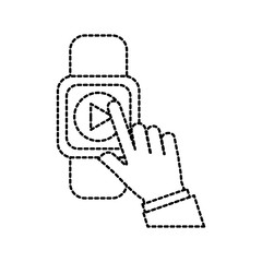 hand touchscreen smart watch technology vector illustration
