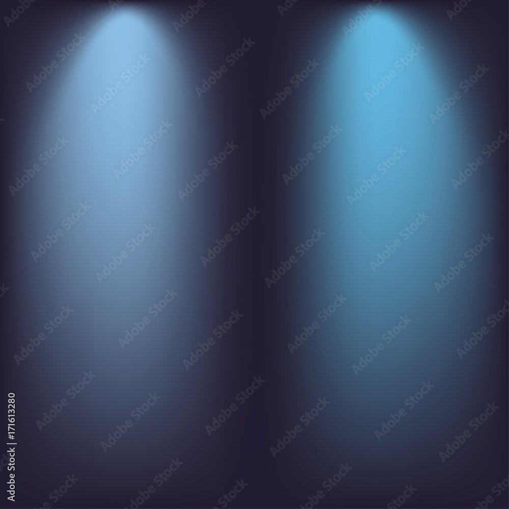 Poster spotlight. blue background with rays of light. vector illustration.
