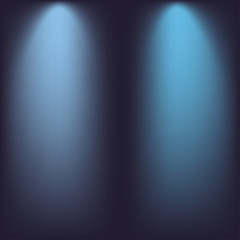Spotlight. Blue background with rays of light. Vector illustration.
