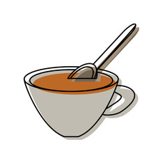 coffee mug and spoon icon over white background colorful design vector illustration