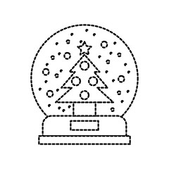 christmas snow globe with a fir tree inside in flat style vector illustration