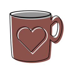 coffee mug with heart icon over white background colorful design vector illustration