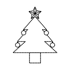 christmas tree pine ball star decoration vector illustration