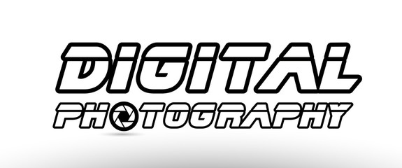 digital photography camera aperture text concept logo icon design