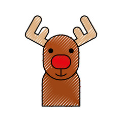 christmas reindeer horned animal decoration vector illustration