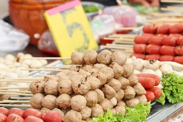 grilled meatballs at street food