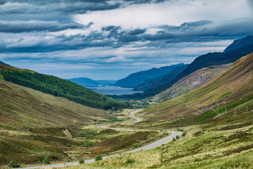 Fototapeta na wymiar View of Loch Maree from the top of Glen Docherty, Highland, Scotland