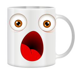 Surprised Cartoon Coffee Mug Vector