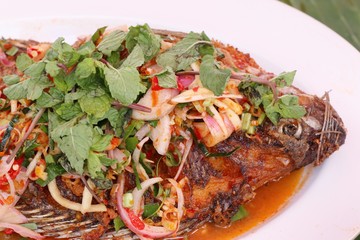 Spicy fish with chili