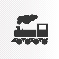 Locomotive isolated on transparent background. Vector icon of train