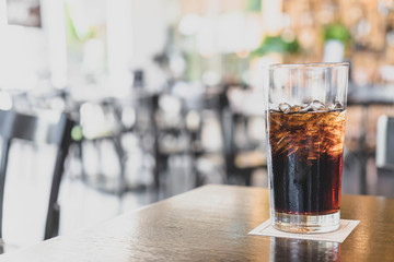 a glass of cola in restaurant