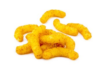 Peanut, corn puffs isolated with white background