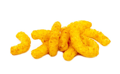 Peanut, corn puffs isolated with white background