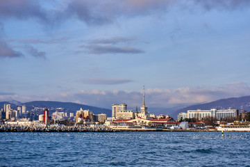 Obraz premium View of seaport in Sochi. RUSSIA