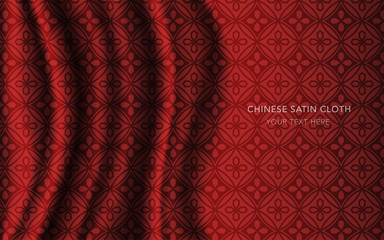 Traditional Red Chinese Silk Satin Fabric Cloth Background polygon round flower