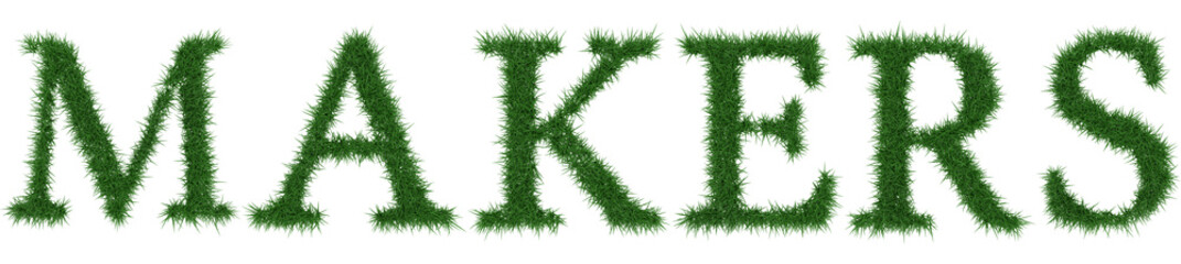 Makers - 3D rendering fresh Grass letters isolated on whhite background.