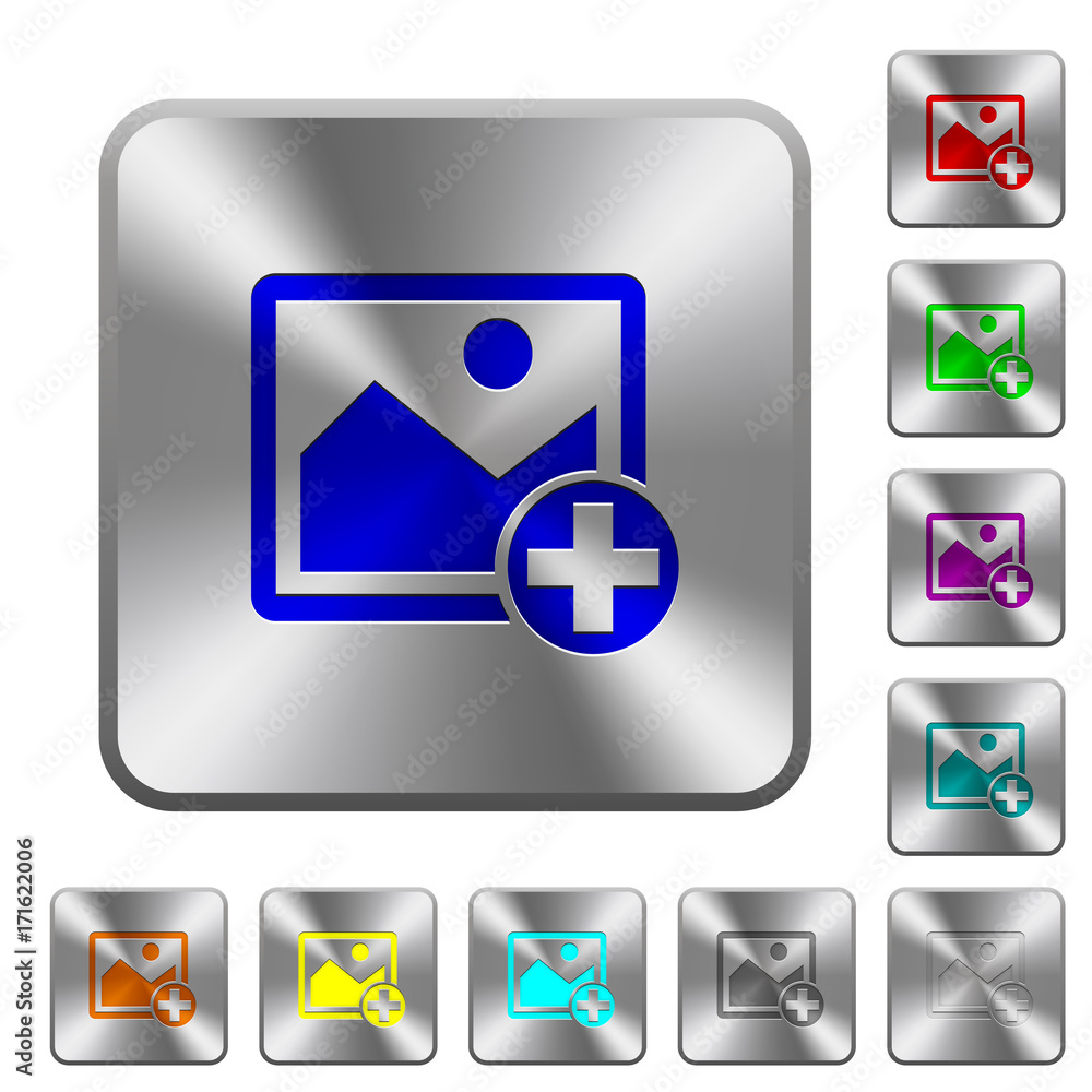 Poster add new image rounded square steel buttons