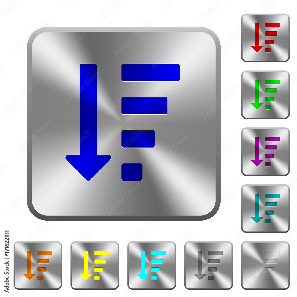 Aufkleber descending ordered list mode rounded square steel buttons