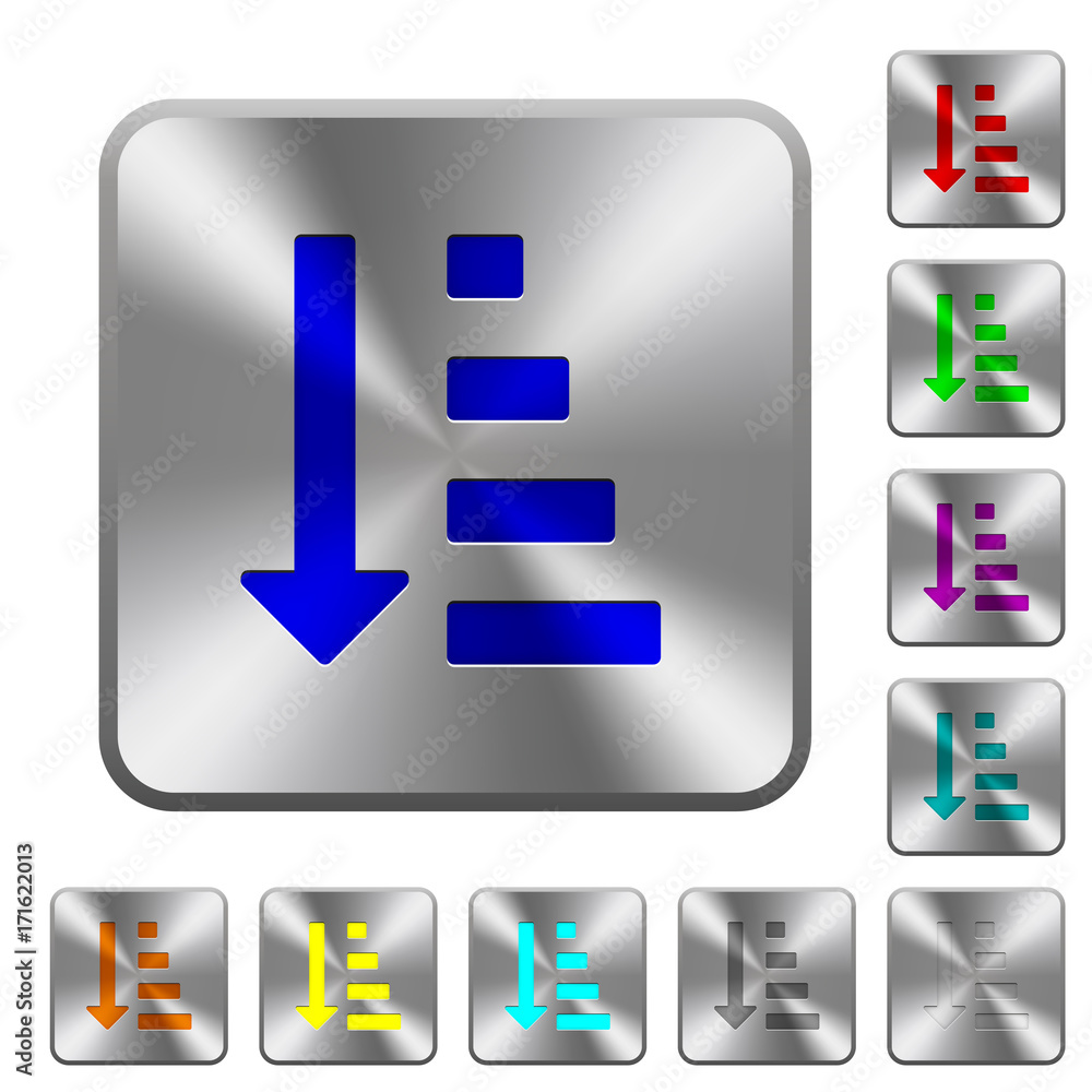 Poster ascending ordered list mode rounded square steel buttons