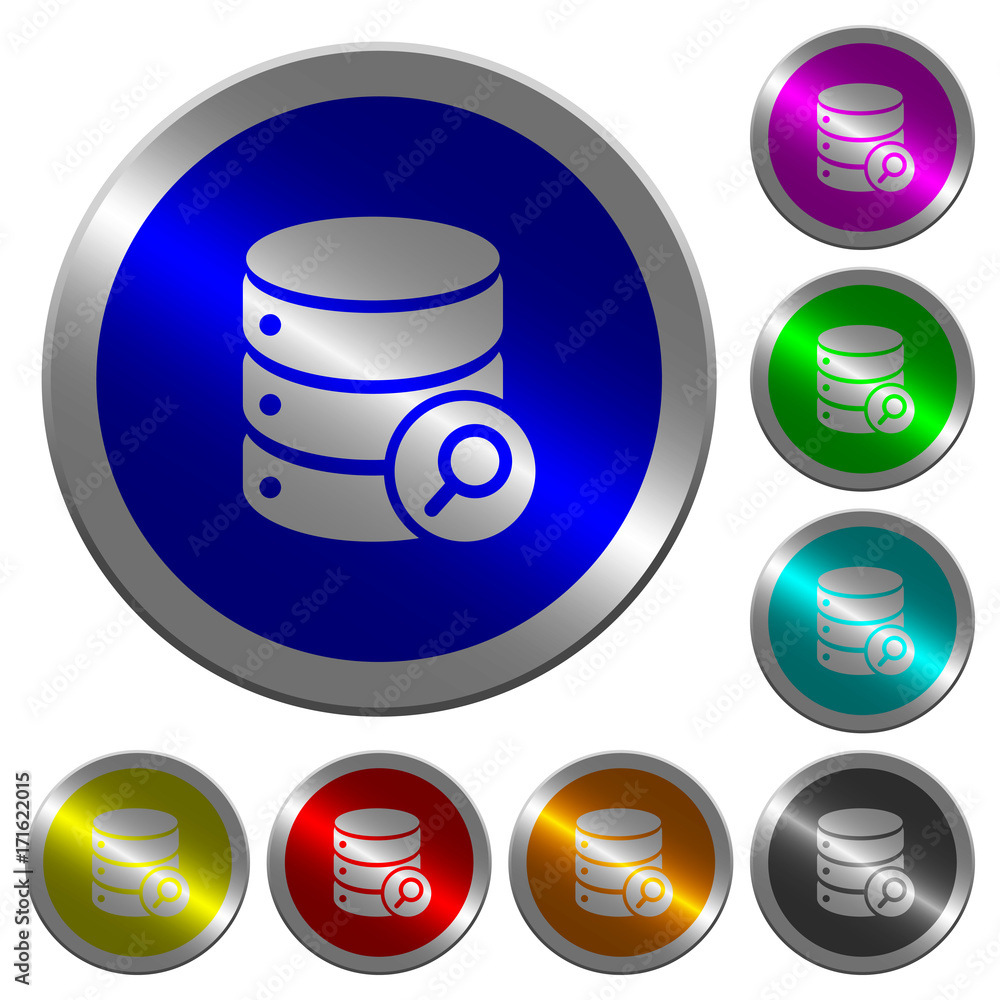 Poster database search luminous coin-like round color buttons