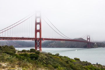 Fototapeta na wymiar The Golden Gate Bridge as seen from Fort Point. San Francisco, California