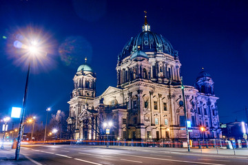 Berlin Cathedral or Berliner Dom at night, Berlin ,Germany © EwaStudio