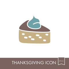 Piece of pumpkin pie icon. Thanksgiving