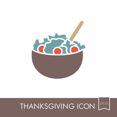 Salad bowl icon. Harvest. Thanksgiving vector