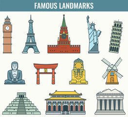 World landmarks. Travel and Tourism. Vector