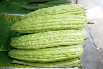 green bitter gourd in market