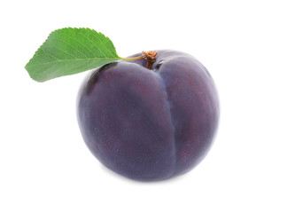 Fresh ripe plum on white background