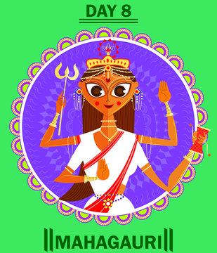 illustration of Goddess for Navaratri  and durga pooja with name and date(Happy Dussehra)