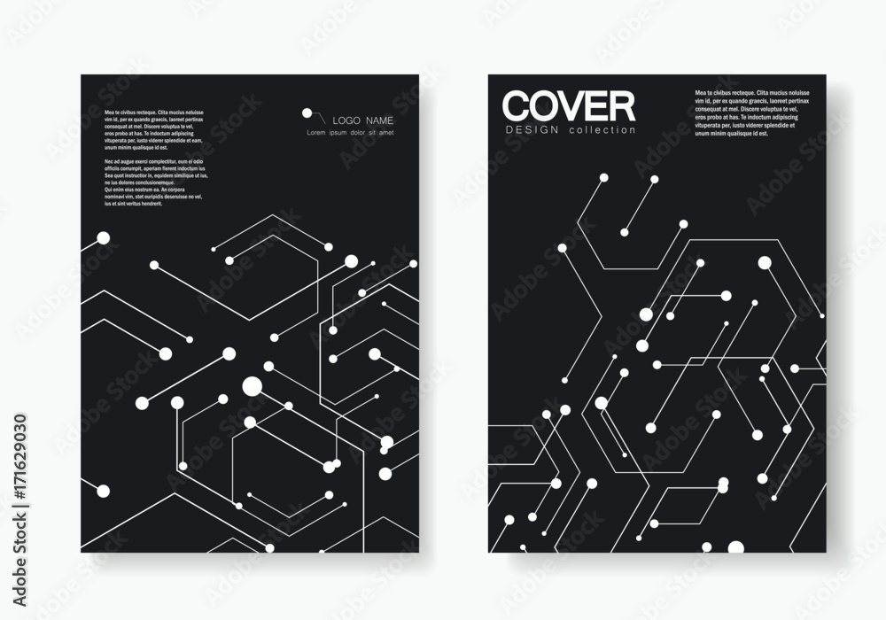 Poster Vector connection and social network. Hexagons technology pattern