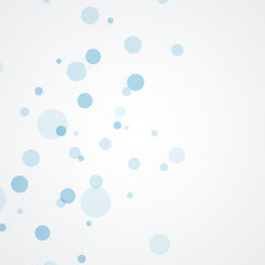 Abstract polygonal network shapes with connecting dots and lines. Science and technology background