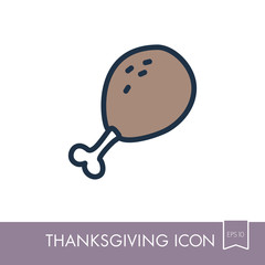 Roasted Chicken thigh icon. Harvest. Thanksgiving