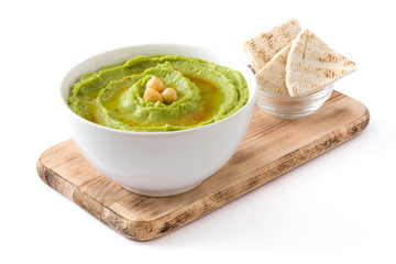 Avocado hummus in bowl isolated
