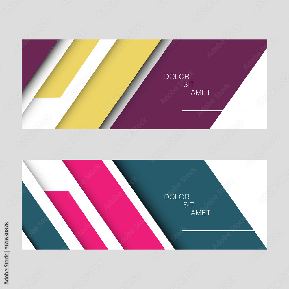 Poster Two abstract vector banner design with modern color line style