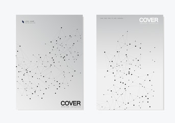 Abstract polygonal background with connected lines and dots. Modern vector templates brochure cover design