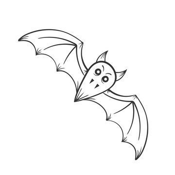 cartoon vampire bat, halloween concept, vector illustration
