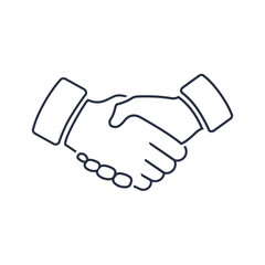 Professional welcome and respect handshake icon. Loyalty or partnership pictogram, friendship or deal token.