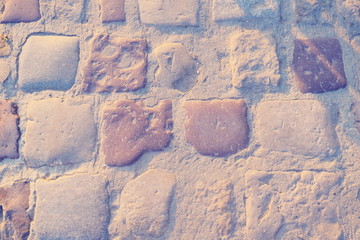 Textures Building bricks in different colors and shapes. Old red bricks wall background. Old weathered wall of bricks. Brick and tile texture and background. 