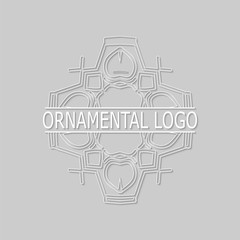 Fototapeta na wymiar Vintage white geometrical linear 3d vector frame, label for your logo. Vector illustration